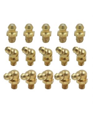 M6 Brass Straight 45 90 Degree Angle Grease Nipple Fittings Kit for Car 5 Set