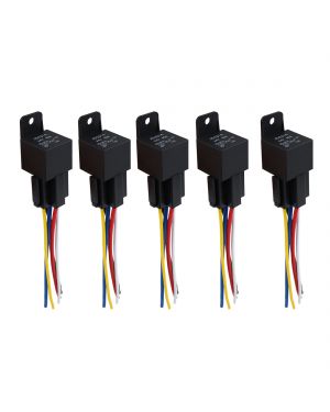DC 24V 40A SPDT Automotive Car Relay 5 Pin 5 Wires w/ Harness Socket Plug 5pcs