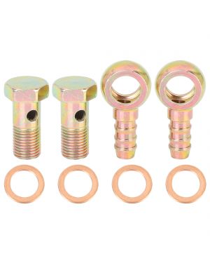 2 Sets 12mm Banjo Hose Barb Bolt Fittings Banjo Bolt Washer Bronze Tone Metal for Motorcycle Car