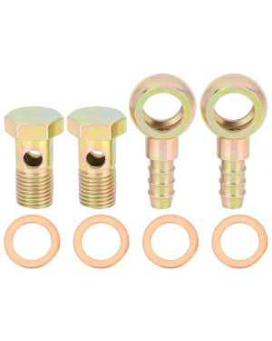 2 Sets 14mm Banjo Hose Barb Bolt Fittings Banjo Bolt Washer Bronze Tone Metal for Motorcycle Car