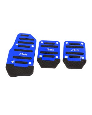 3 Pcs Black Blue Plastic Metal Nonslip Pedal Cover Set for Car