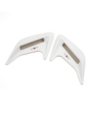 2 Pcs Auto Cars Decoration Air Flow Vent Fender Stickers Silver Tone White