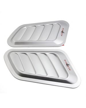 Car Engine Hood Bumper Air Scoop Vent Side Fender Cover Silver Tone Pair
