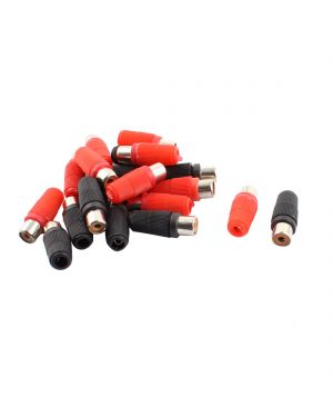 Plastic Handle Female RCA Phono Jack Socket Connector Adapter Red Black 10 Pairs