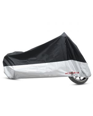 L 180T Rain Dust UV Protector Scooter Black+Silver Motorcycle Cover 86inch for Yamaha