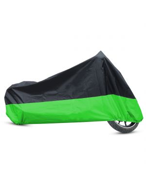 L 180T Rain Dust Motorcycle Cover Black+Green Outdoor Waterproof UV Protector