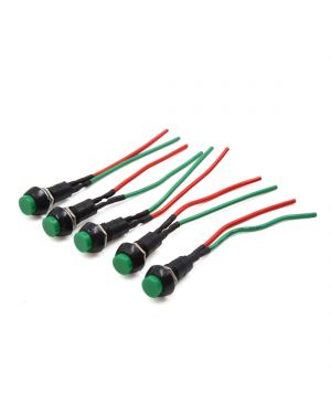 5 Pcs Round Shaped Wired Momentary Push Button Switch DC 12-24V