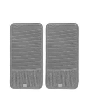 2Pcs Gray Rectangle Shaped Car CD DVD Sun Visor Card Storage Organizer Holder